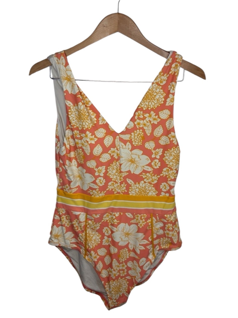 Matilda Jane Dream Chasers So Peachy FloralV-Neck 1 Piece Swimsuit Women Size L